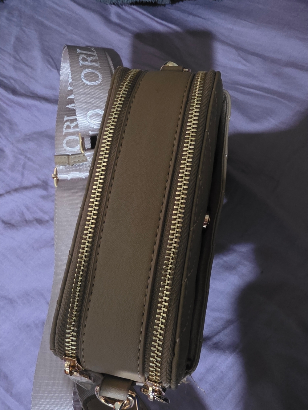 Valentino Orlandi Olive Green Double-Zip Crossbody Bag